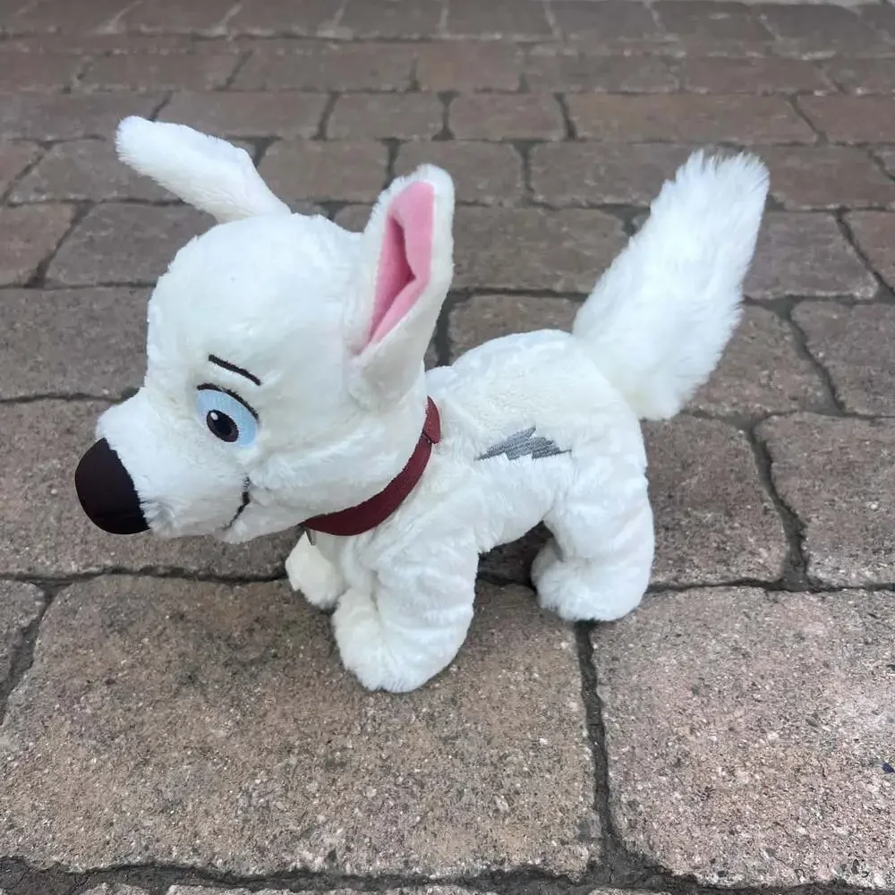 Disney Tote A Tail Bolt White Dog Plush Stuffed Animal Red Collar Lightning